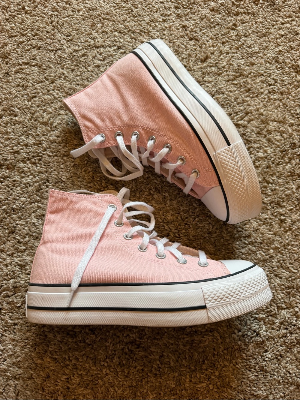 Light Baby Pink Converse High Top Platforms
